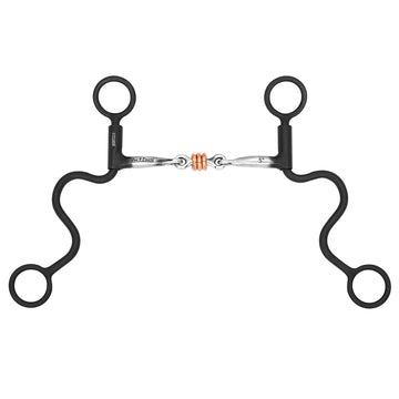 BAR H EQUINE Western Antique Cavalry Shank Bit with Three-Piece Copper Roller Mouthpiece